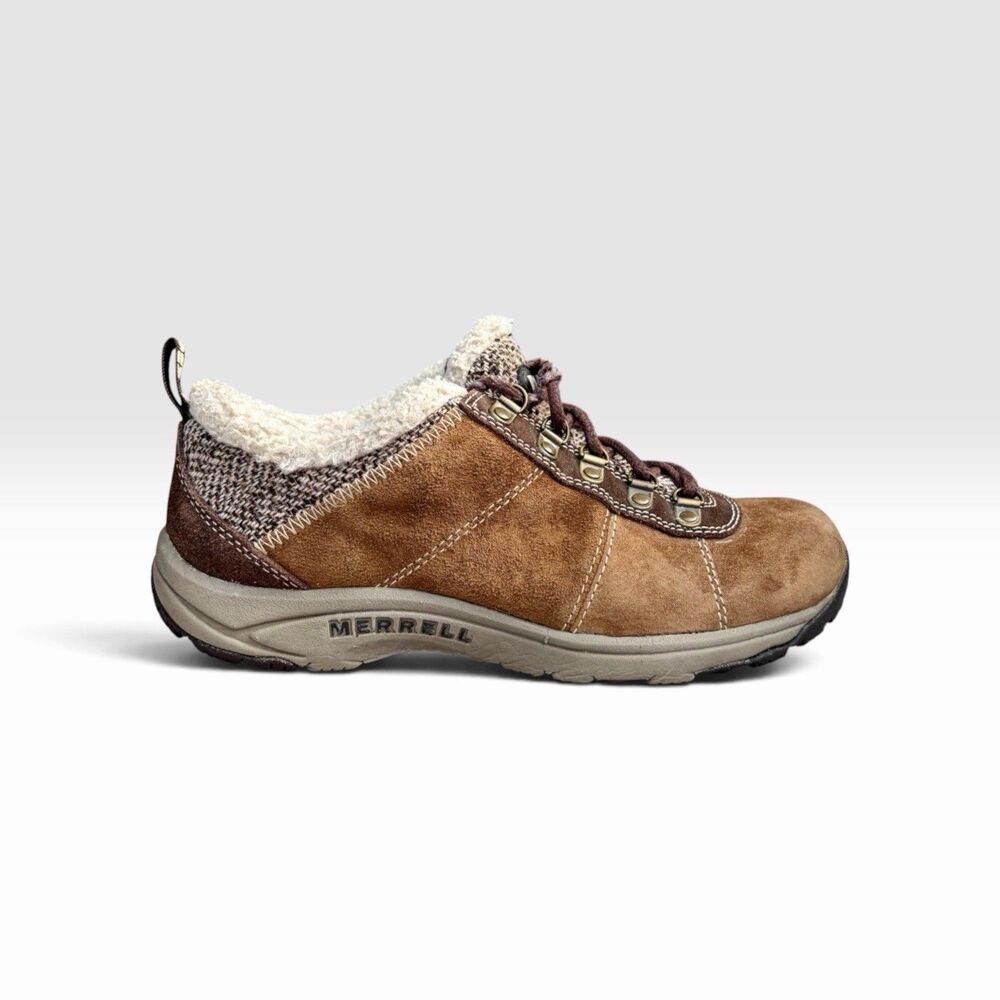 Merrell Kamori Chill Womens 8 Dark Earth Suede Fur Lined Hiking Shoes J099937C - Picture 3 of 12